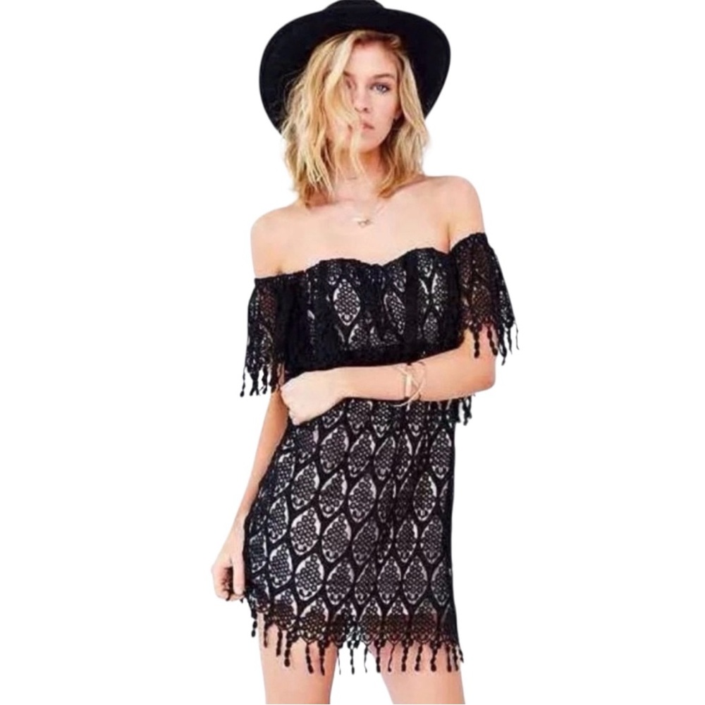 STONE COLD FOX Iowa Black Lace Dress Gothic Whimsigoth Bohemian Chic Medium